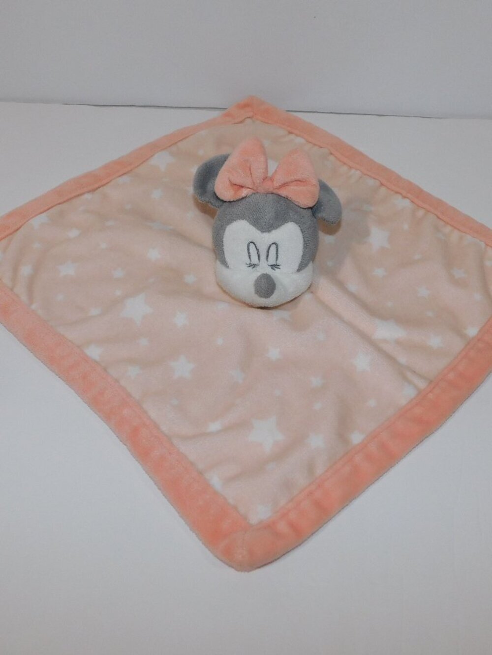 Sleeping Minnie Mouse Pink Peach Stars Security blanket Baby lovey nunu Soother